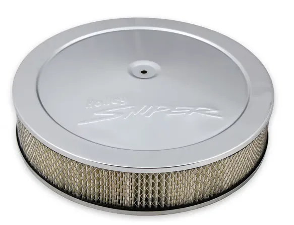 filtro de ar Holley Sniper EFI Quadrijet — FILTRO DE AR PARA INJEÇÃO HOLLEY SNIPER 2 EFI QUADRIJET CROMADO - 14 DIÂMETRO X 3 ALTURA PART NUMBER# 120-530
