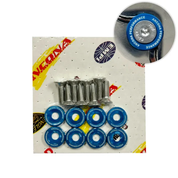 KIT ARRUELA DE ALUMINIO ANODIZADA COM PARAFUSO DE INOX ALLEN M6 COM CABEÇA 60° COR AZUL