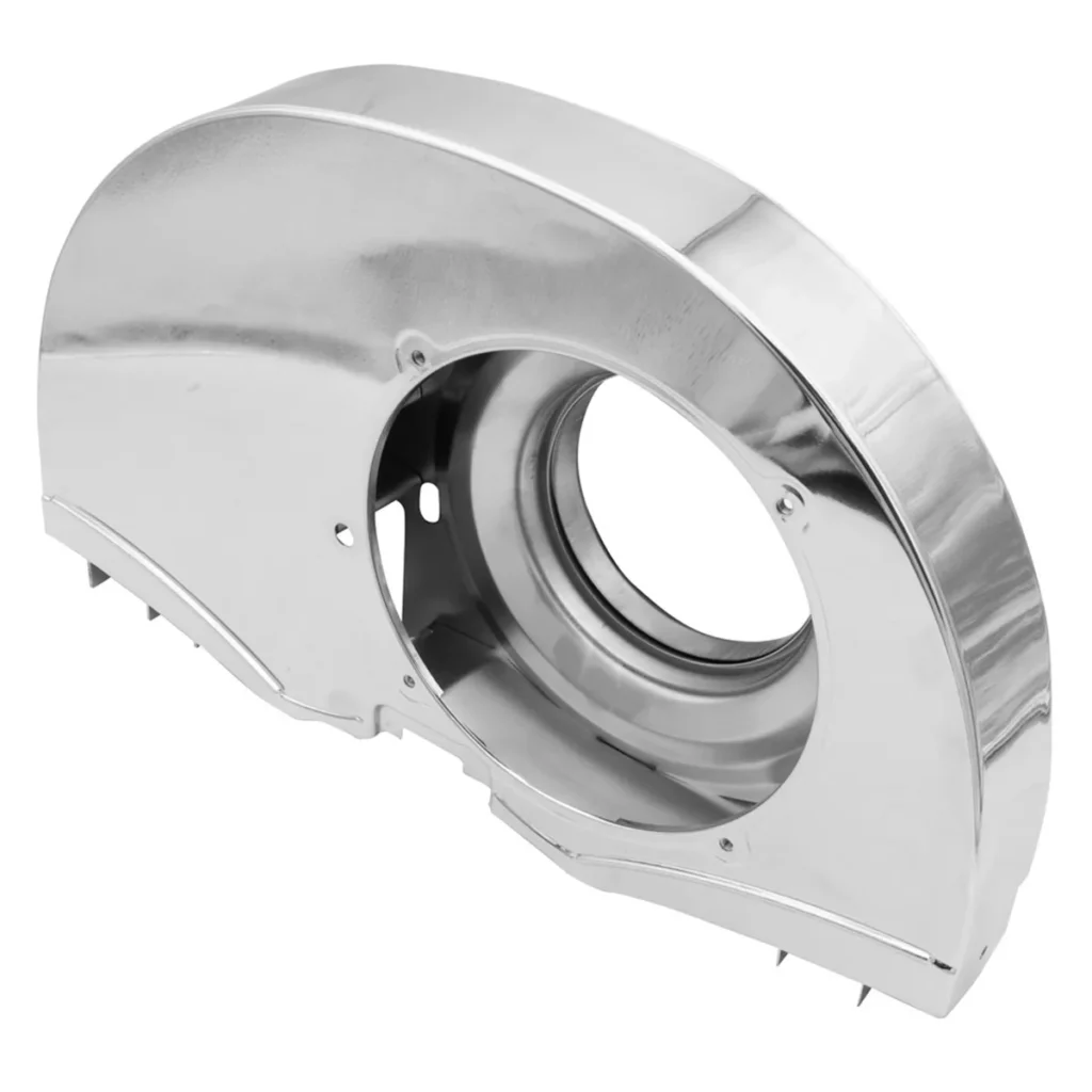 caixa da ventoinha EMPI Super Shroud — CAIXA DA VENTOINHA CROMADA EMPI SUPER SHROUD 36HP (RADIADOR DESLOCADO) DE ALTO FL