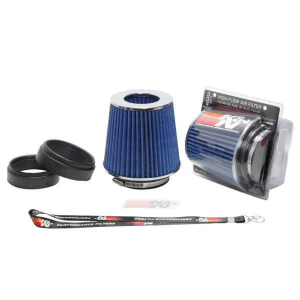 FILTRO ESPORTIVO CONICO DUPLO FLUXO K&N UNIVERSAL RG-1001BL AZUL COM 3 MEDIDAS DE FLANGE 76/89/103 ( mm ) ou 3 / 3,5 / 4,06 ( Polegadas )