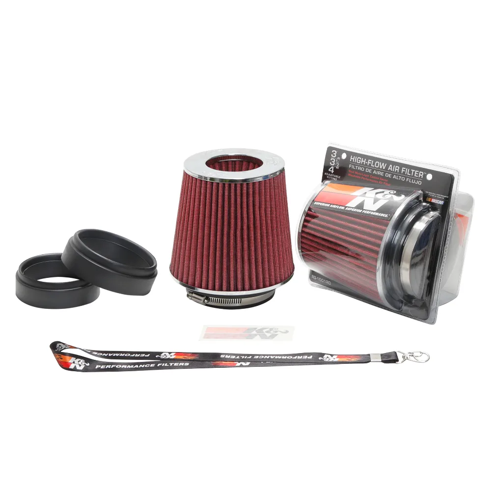 FILTRO ESPORTIVO CONICO DUPLO FLUXO K&N UNIVERSAL RG-1001RD COM 3 MEDIDAS DE FLANGE 76/89/103 ( mm ) ou 3 / 3,5 / 4,06 ( Polegadas )