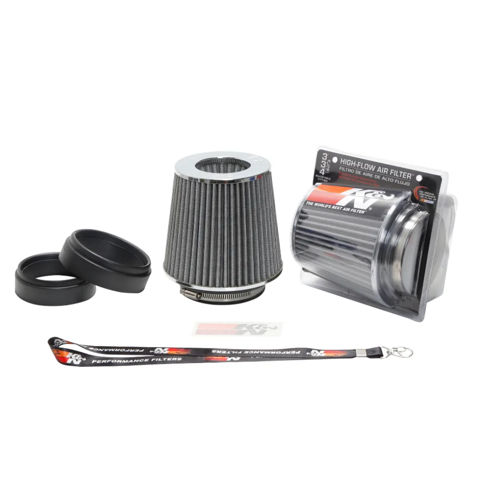 FILTRO ESPORTIVO CONICO DUPLO FLUXO K&N UNIVERSAL RG-1001WT PRATA COM 3 MEDIDAS DE FLANGE 76/89/103 ( mm ) ou 3 / 3,5 / 4,06 ( Polegadas )