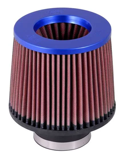 FILTRO ESPORTIVO INVERTIDO K&N UNIVERSAL RR-3002 AZUL DIÂMETRO INTERNO DA BOCA 3 OU 76mm — FILTRO ESPORTIVO INVERTIDO K&