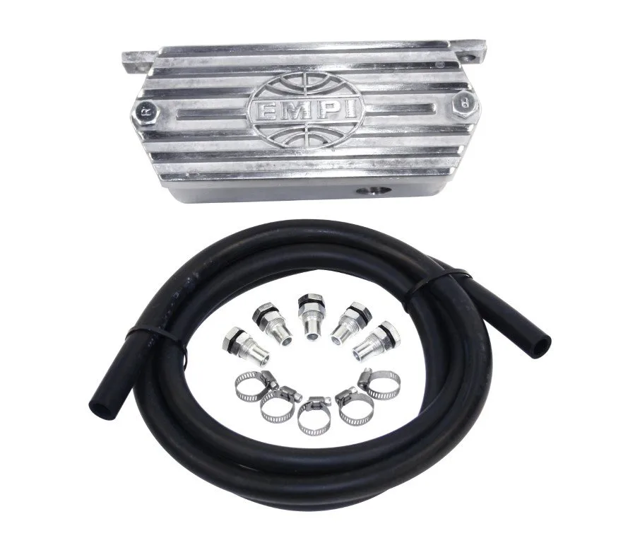 KIT RESERVATÓRIO DO RESPIRO DE ÓLEO PARA MOTOR VW A AR EM ALUMÍNIO POLIDO EMPI 00-8544-0
