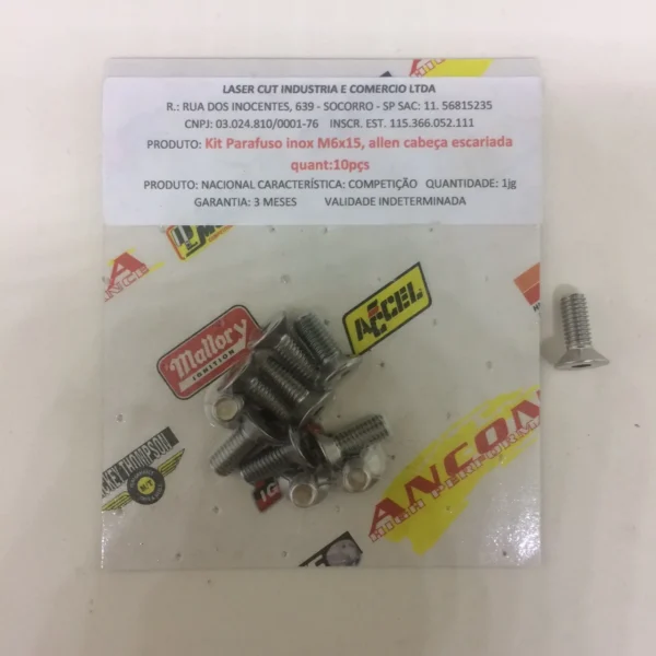 PARAFUSO ALLEN INOX CABEÇA ESCAREADA 60° M6 X 16mm
