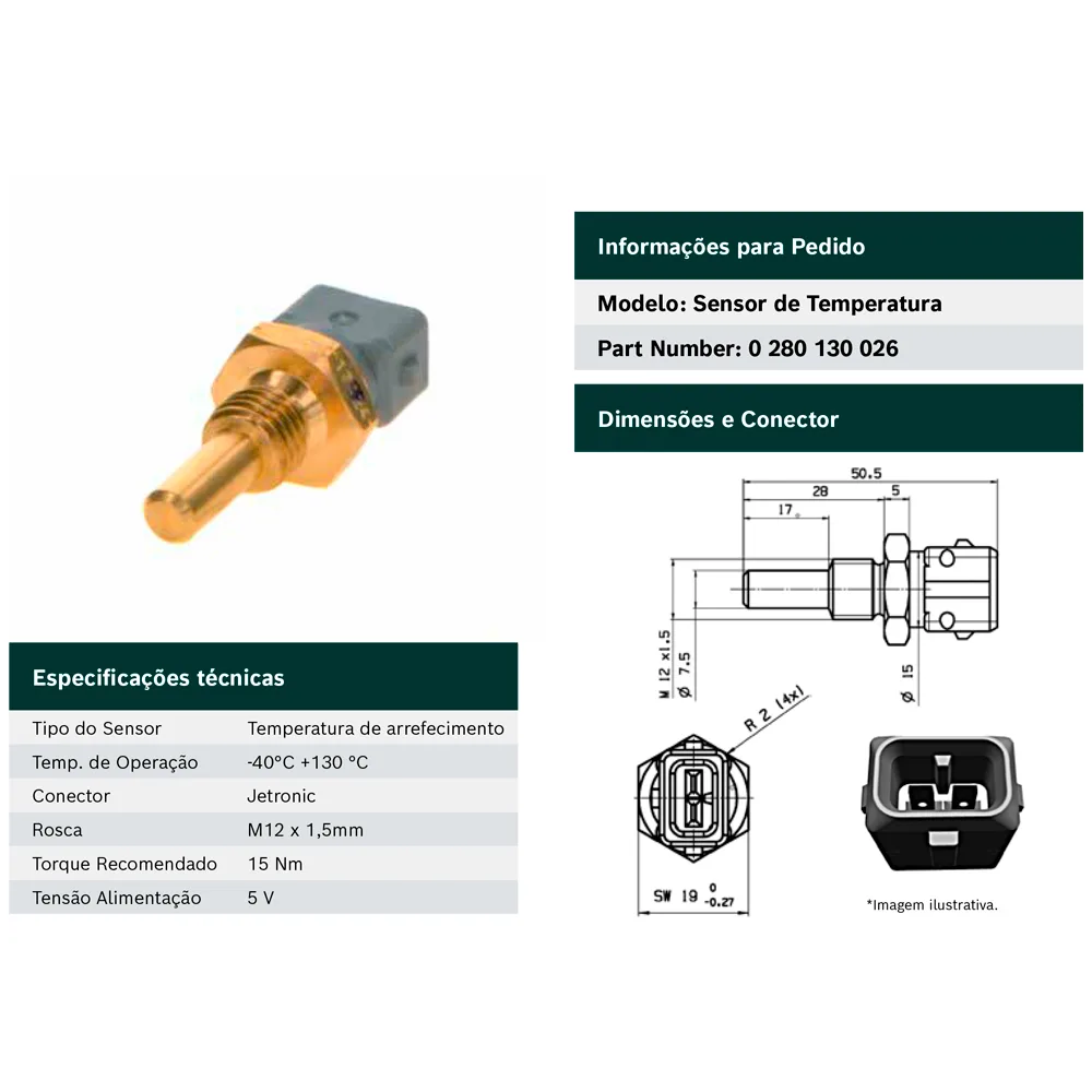 SENSOR DE TEMPERATURA ÁGUA BOSCH 0280.130.026