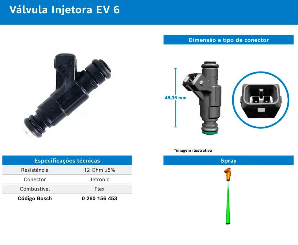 6 BICOS INJETORES 65 LBS/H BOSCH ORIGINAL #0280.156.453